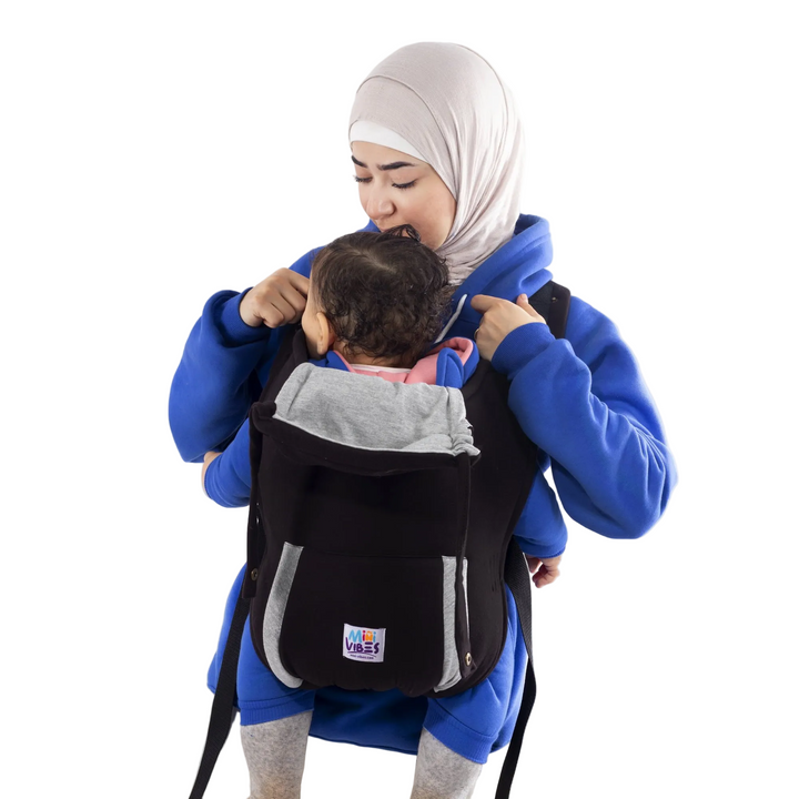 شيالة أطفال قطن أسود | Cotton Baby Carrier | Mini Vibes