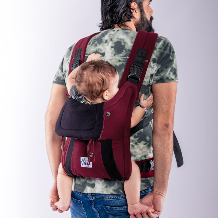 Mini Vibes Cotton Baby Carrier - Burgundy
